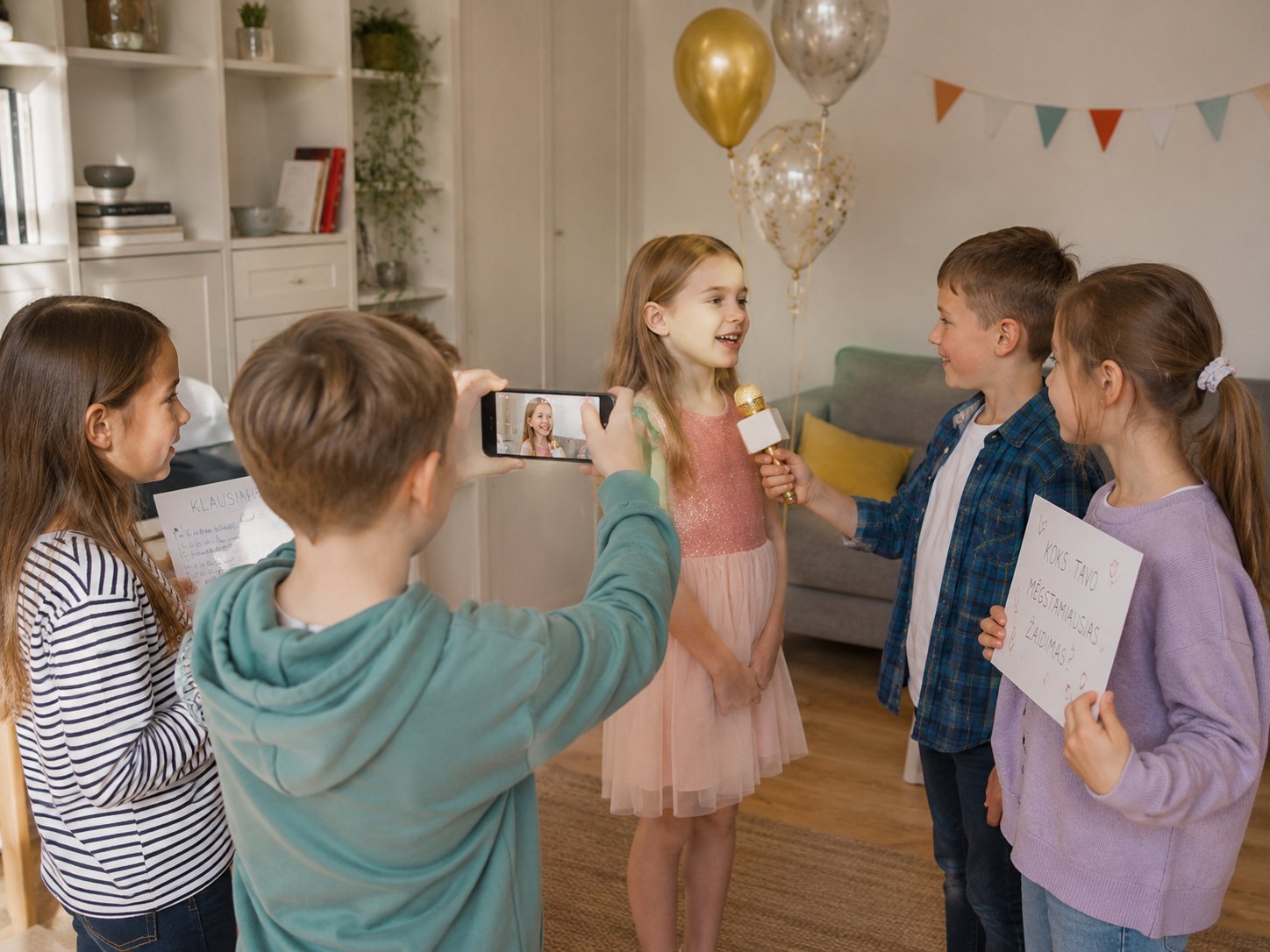 Vaikai pristato savo sukurtos žinių laidos segmentą